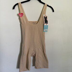 Assets By Spanx Bodysuit Womens Size XL Beige Shaping Open Bust Breathable T9
